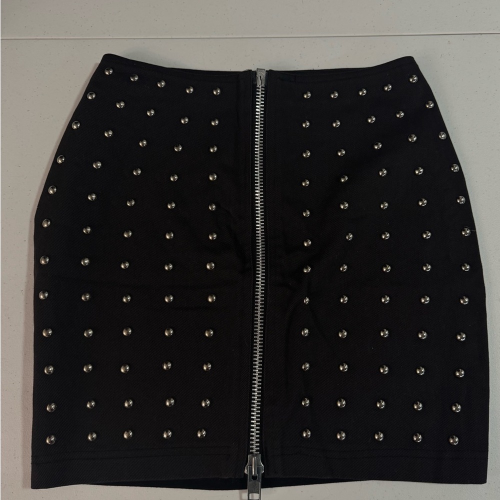 Tripp NYC Black Mini Skirt with Silver Studs